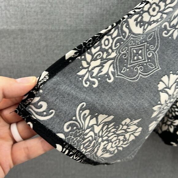 Vintage La Belle Black/White M Floral Midi Wrap Dress‎ 2/3 Sleeves Made In USA - Picture 10 of 11